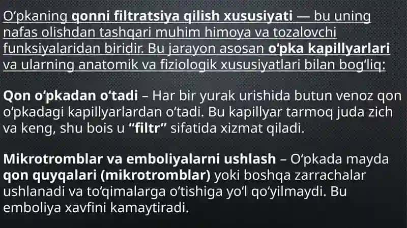 O'pkaning nafasga oid boʻlmagan funksiyalari. Sun’iy nafas. 3
