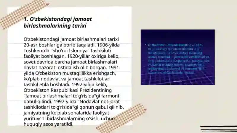 Oʻzbekistondagi jamoat birlashmalarining tarixi 3