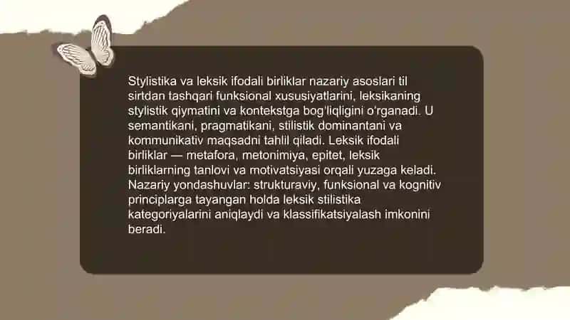Stylistika va leksik ifodali birliklar: nazariy asoslar 3