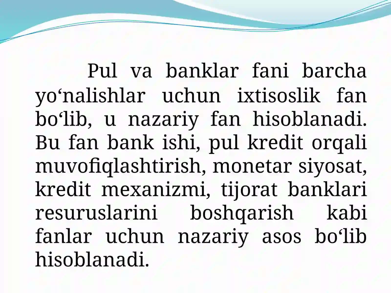 “Pul va banklar” fani 3