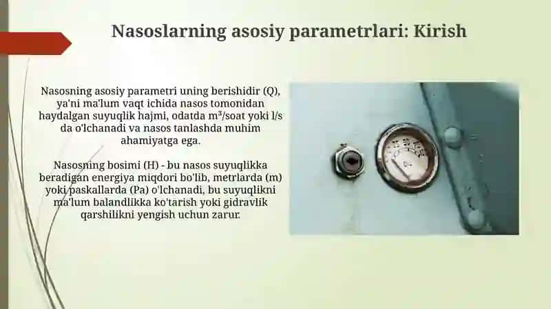 Nasoslarning asosiy parametrlari 3