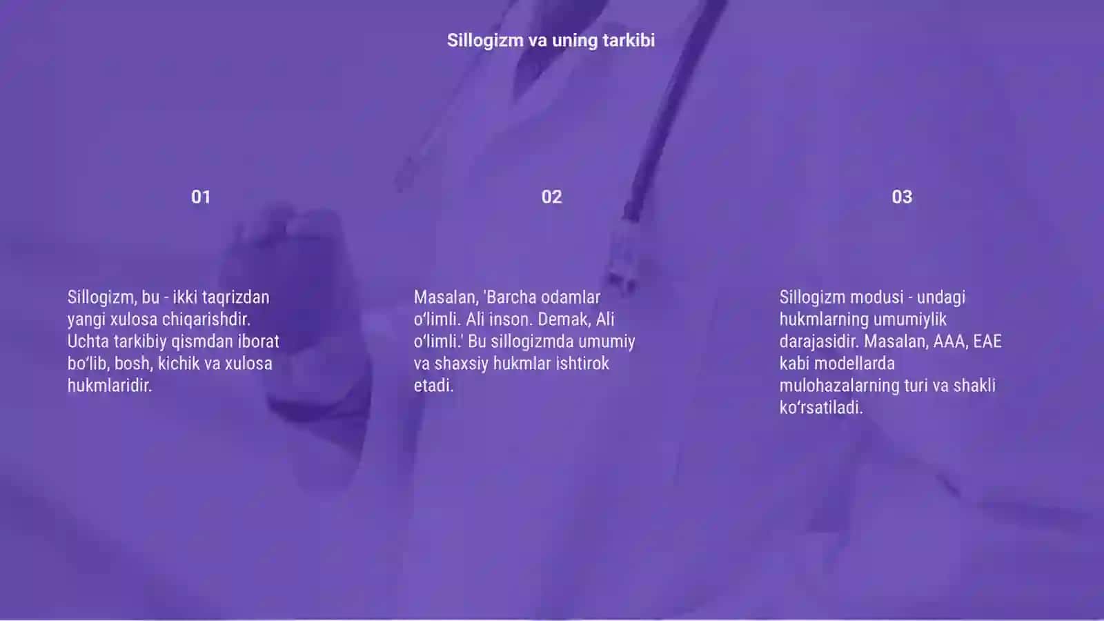 Sillogizm moduslariga misol yozish 3