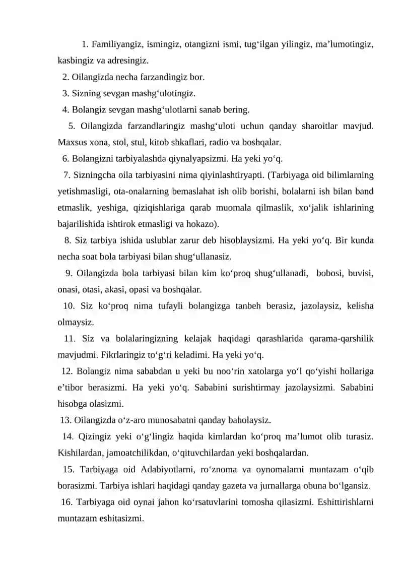 Oilada bola tarbiyasi 3