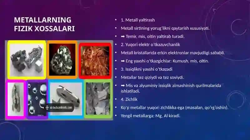 Metallarning umumiy xossalari 3