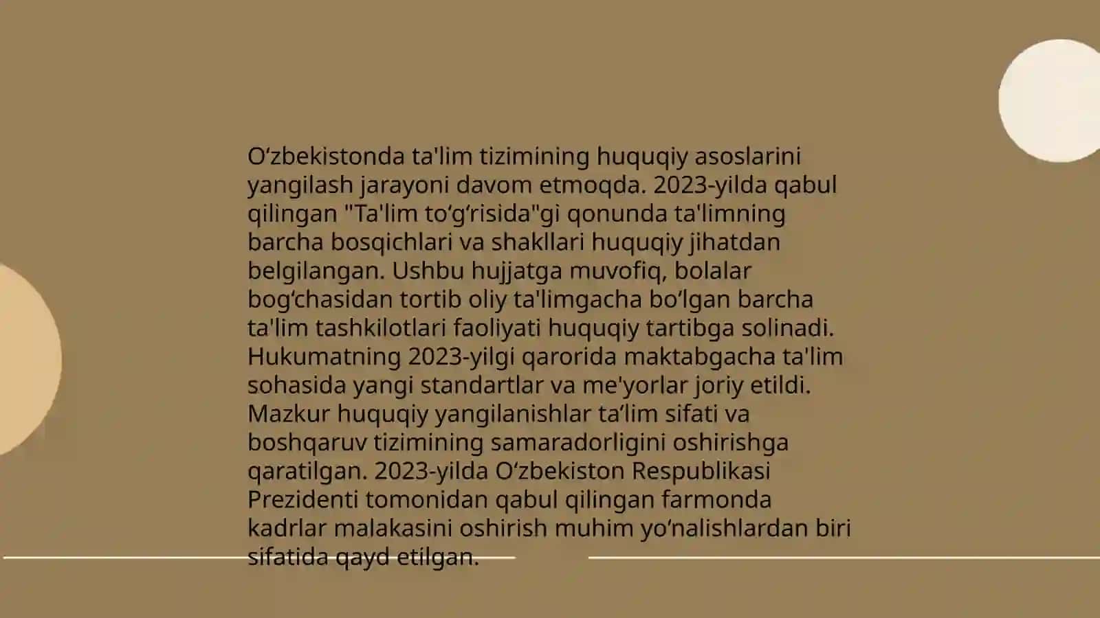 Oʻzbekiston Respublikasida taʼlim sohasida amalga oshirilgan islohotlar 3