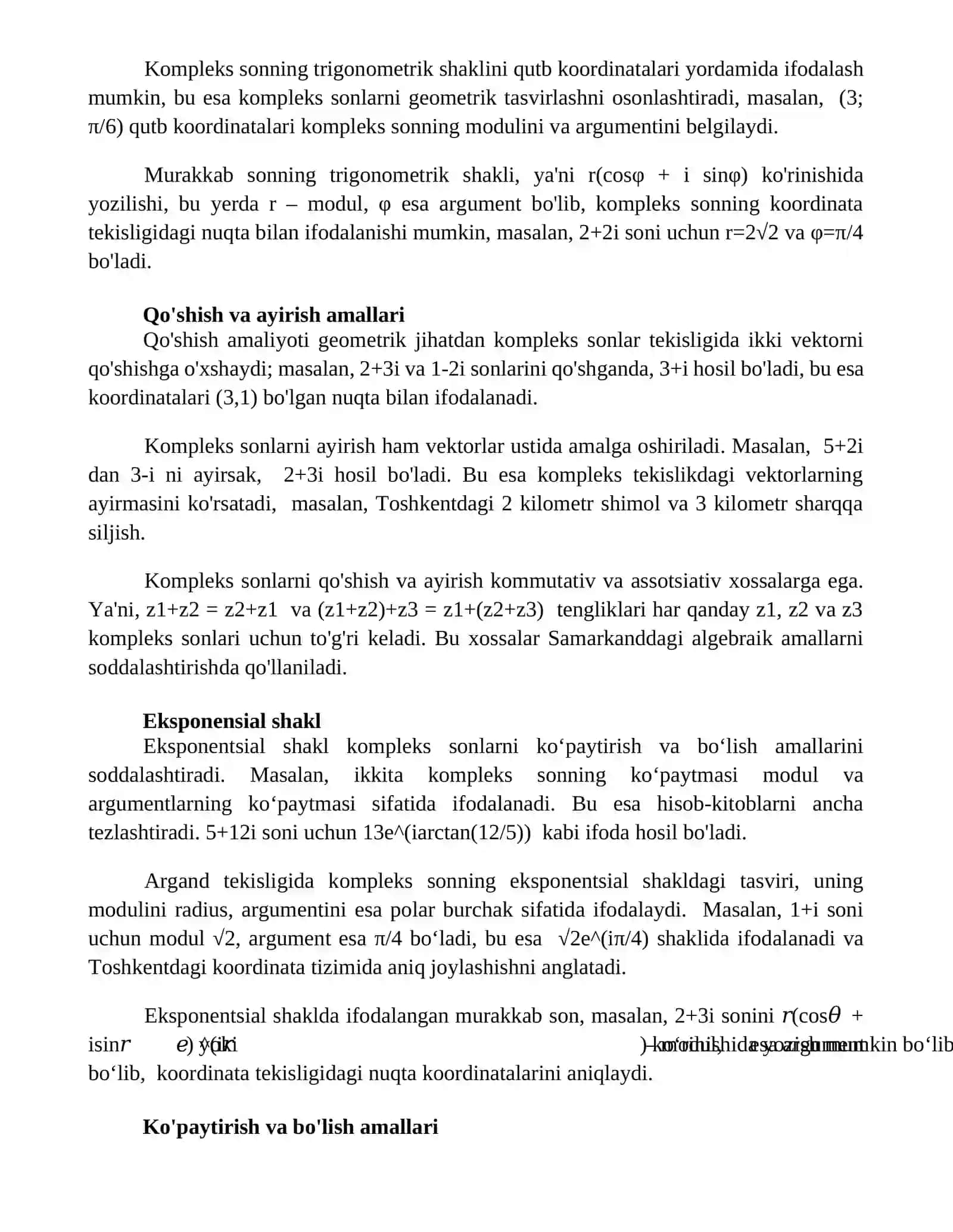 Murakkab sonlar va ular ustida amallar 3