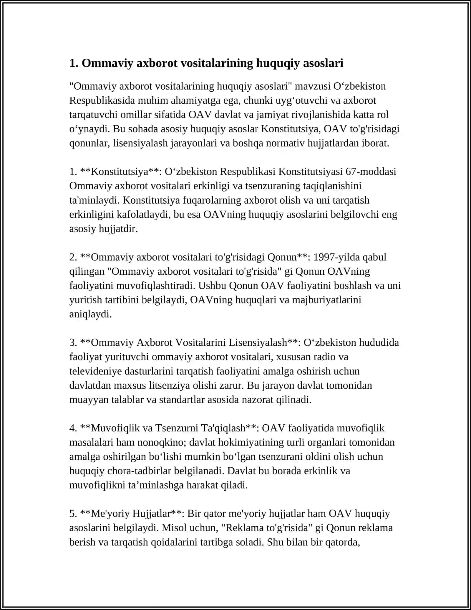 Ommaviy axborot vositalarining huquqiy asoslari 3