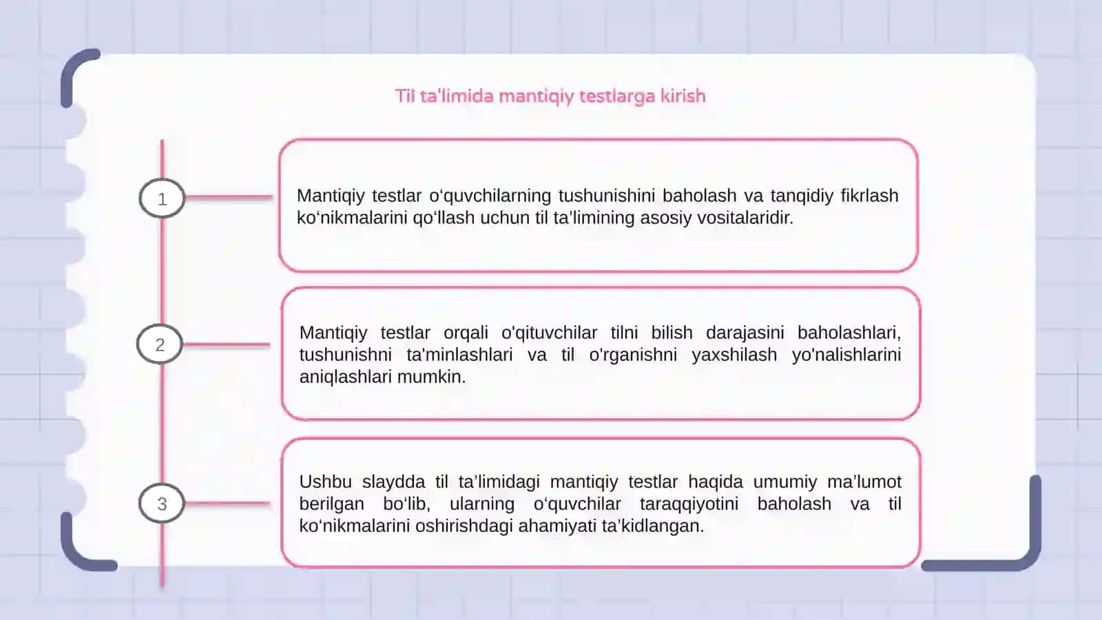 Til ta'limida mantiqiy testlar bilan ishlash 3