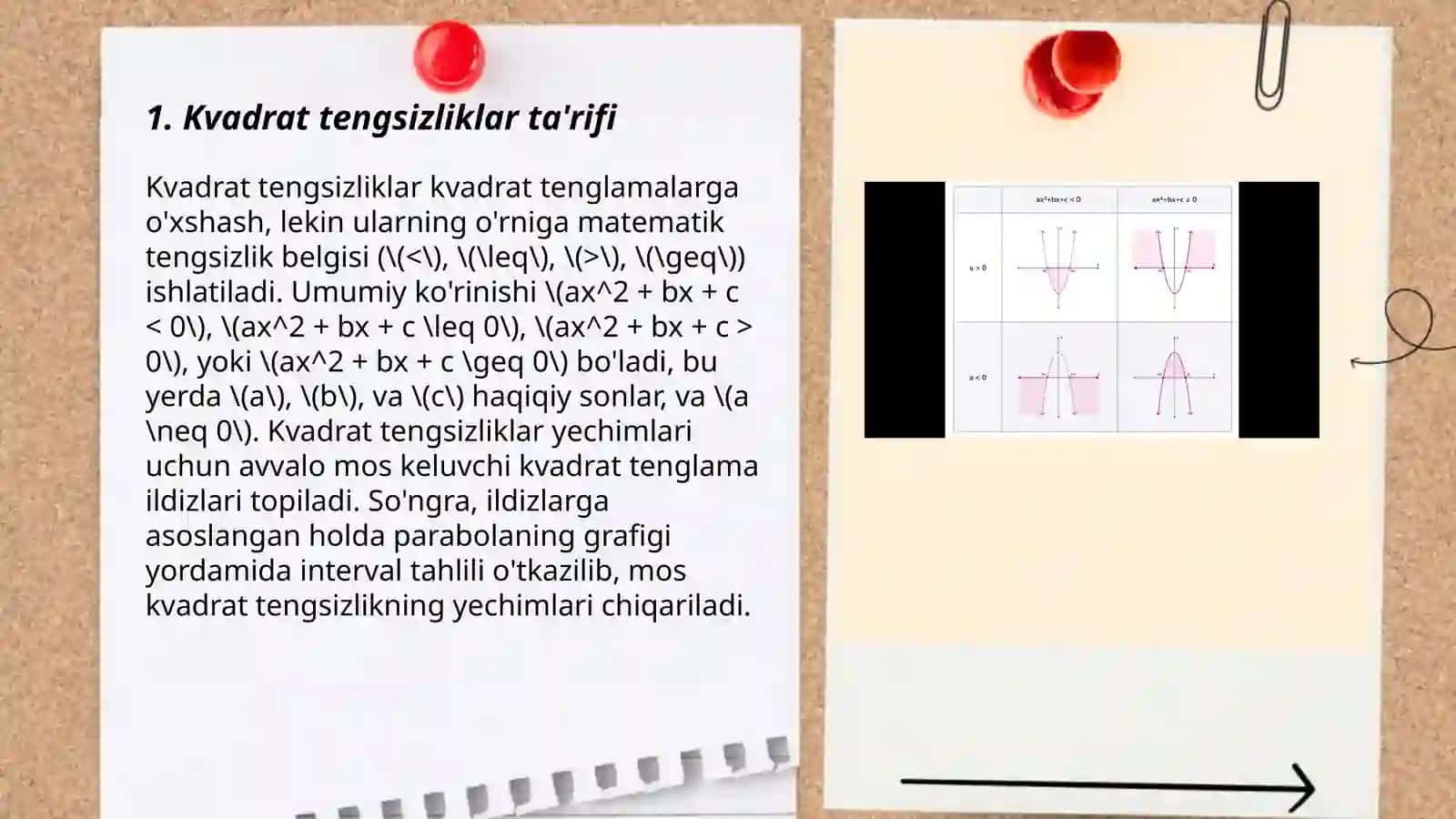 Kvadrat tengsizliklar ta'rifi 3