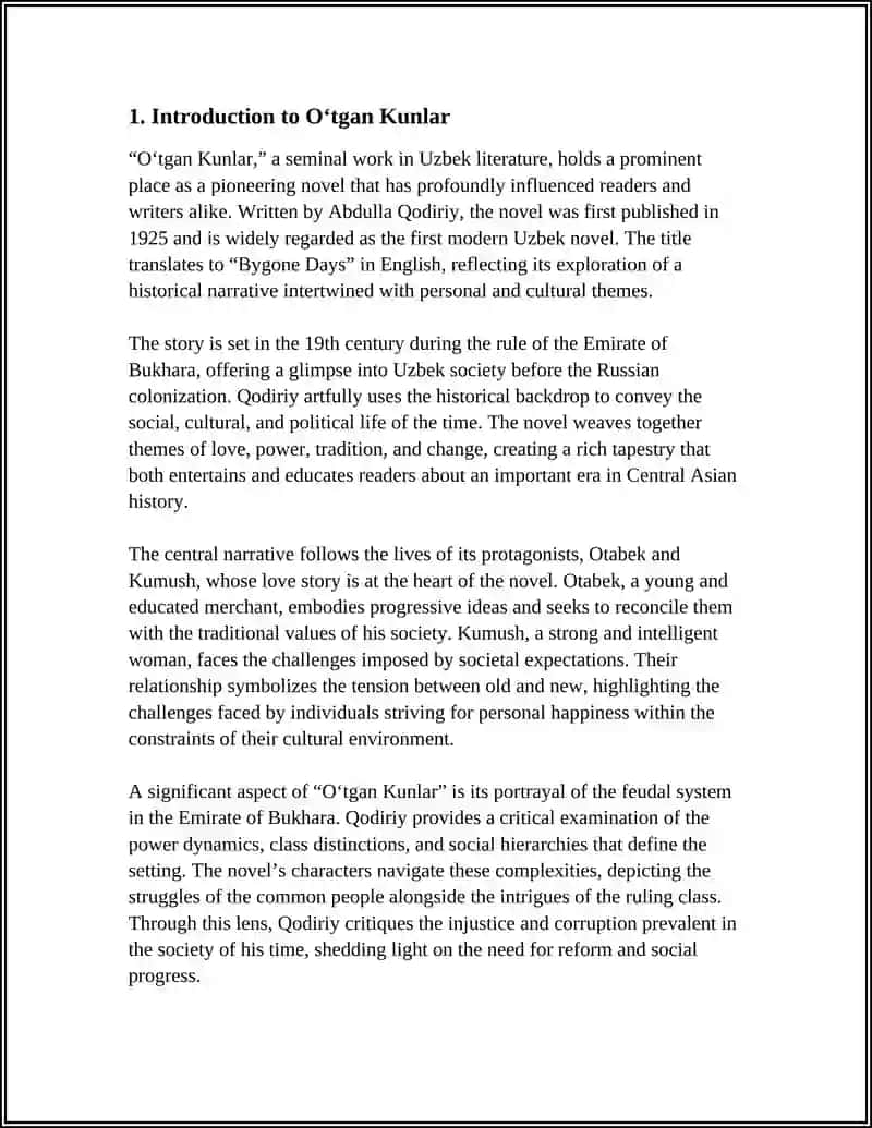 MY FAVORITE BOOK “OʻTGAN KUNLAR” 3
