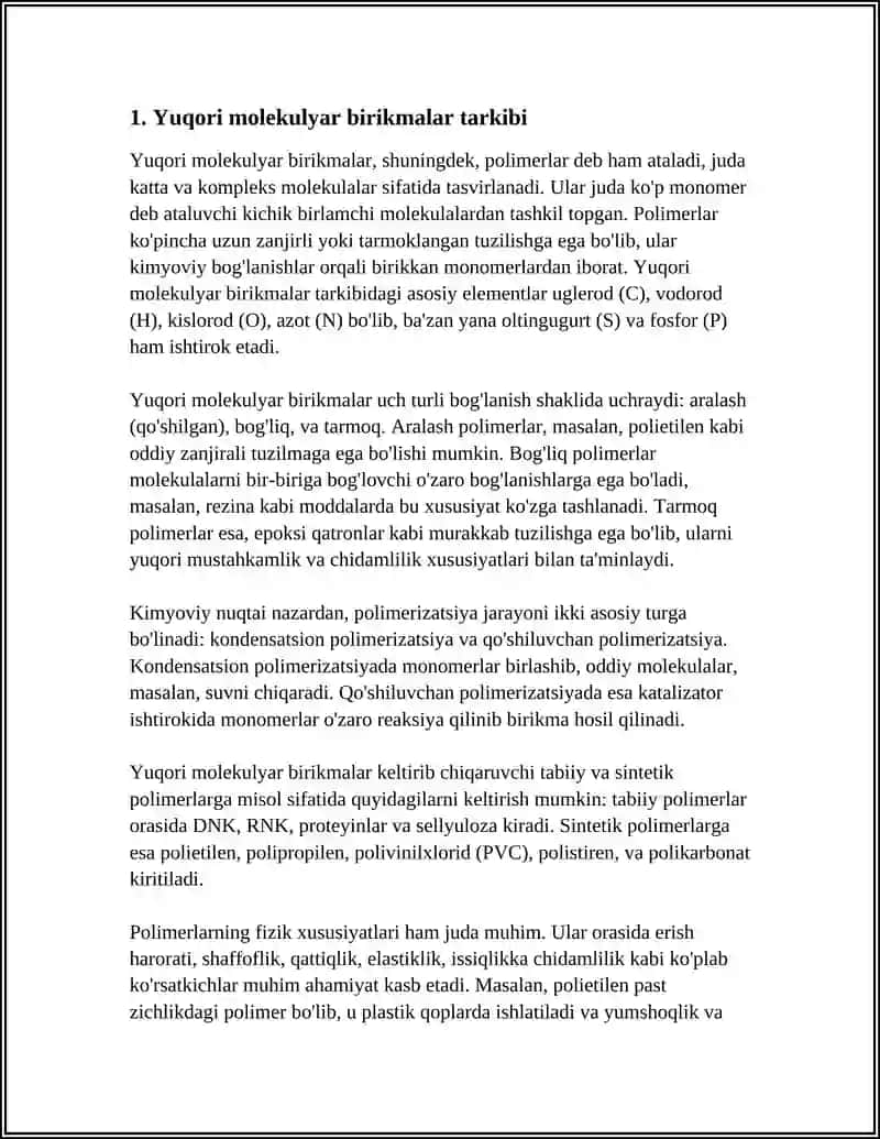 YUQORI MOLEKULYAR BIRIKMALAR ULARNING XOSSALARI.QONNING REOLOGIK XOSSALARI 3