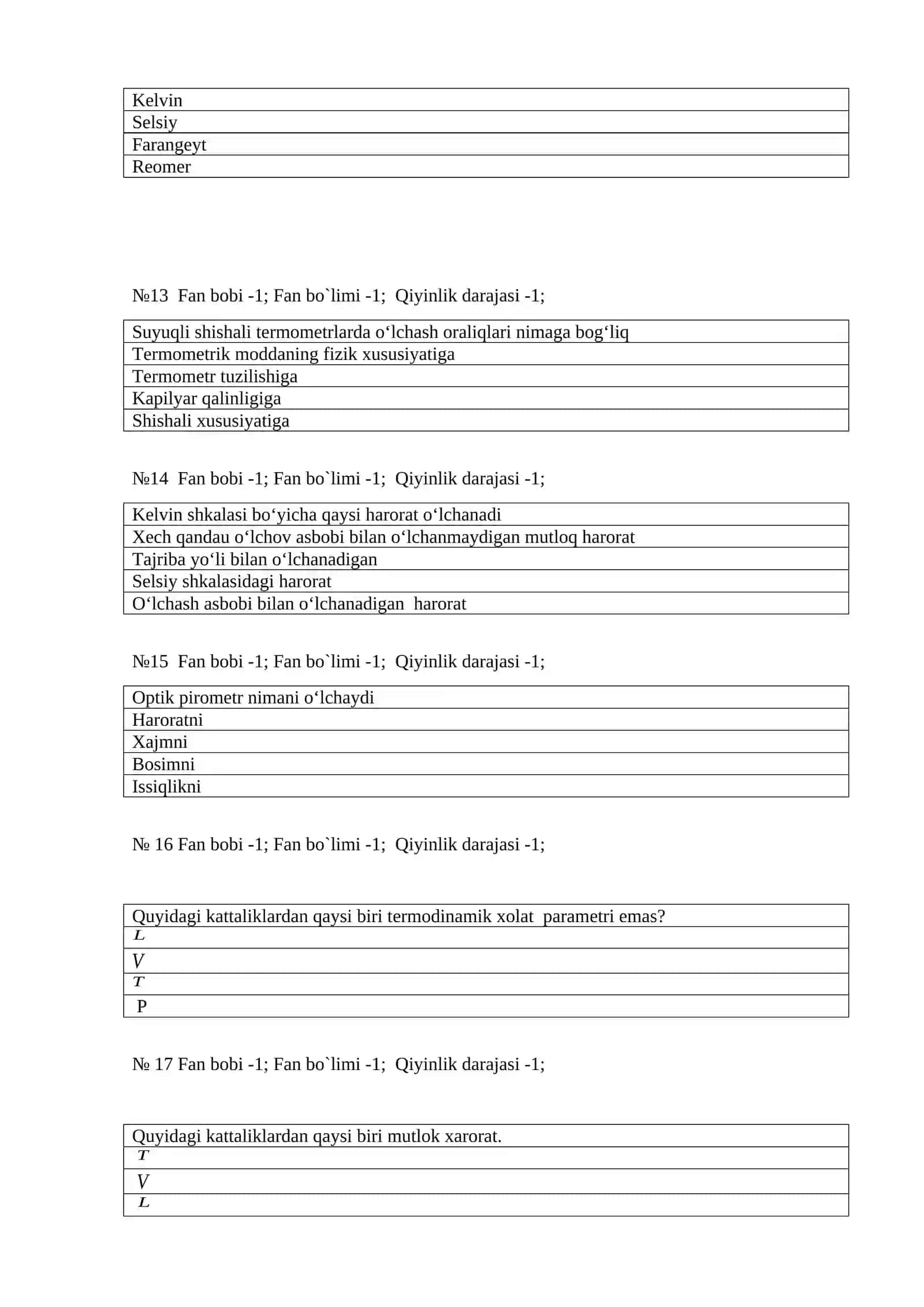 TERMODINAMIKA FANI TEST 3