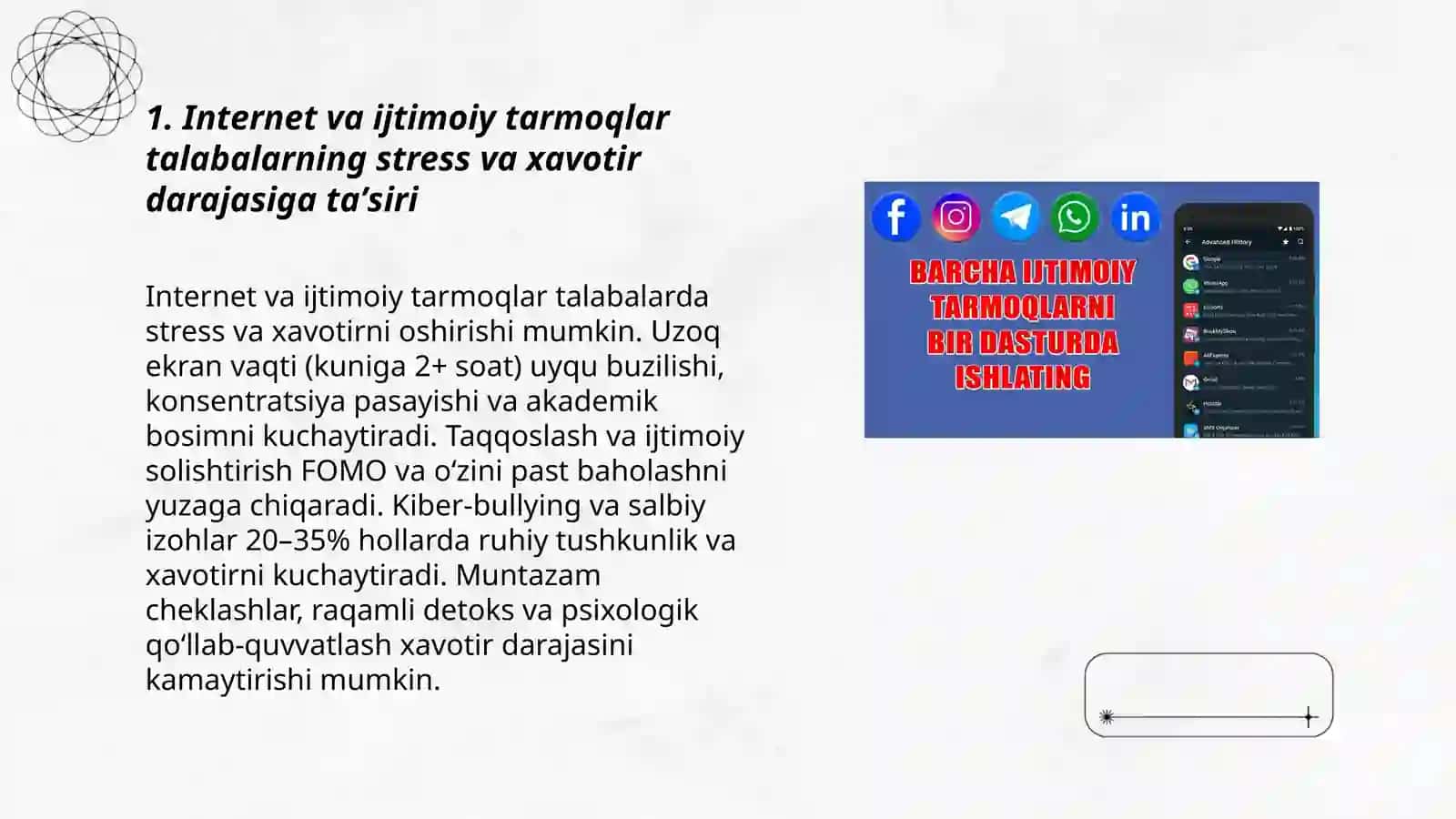 Internet va ijtimoiy tarmoqlarni talabalarning psixik salomatligiga ta'siri 3