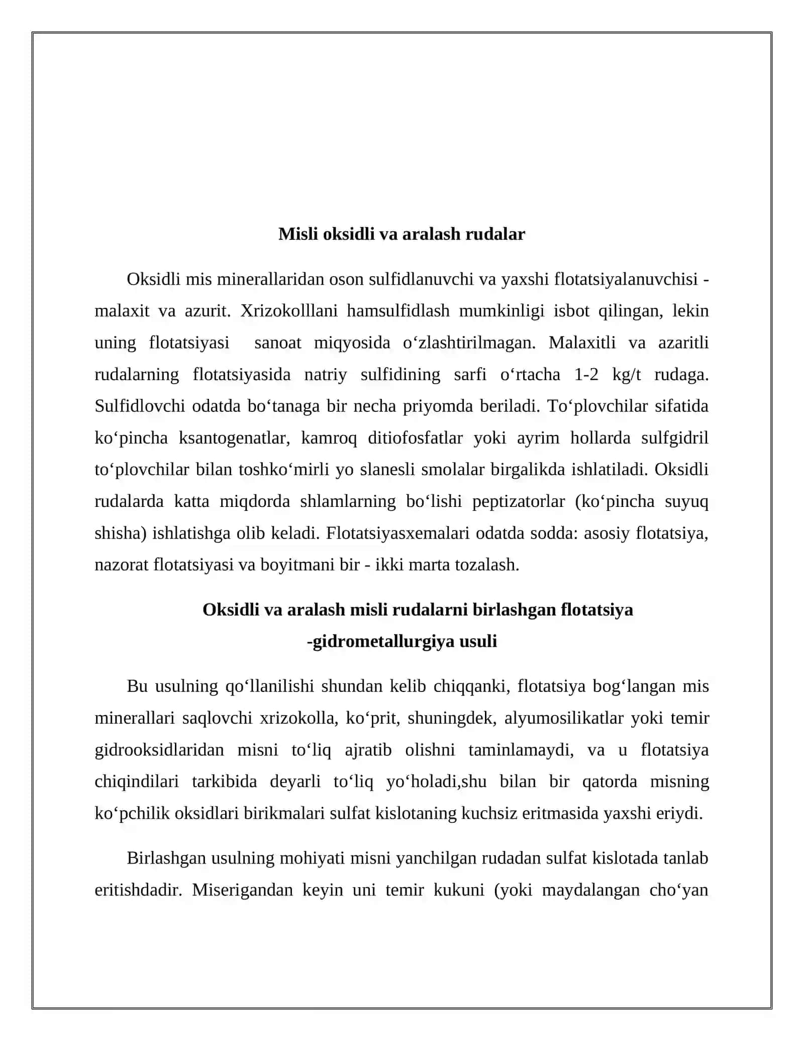 Misli оksidli vа аrаlаsh rudаlаrni boyitish texnologiyasi 3
