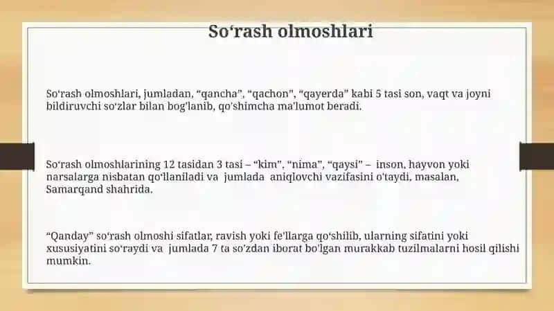 Soʻrash olmoshlari 3