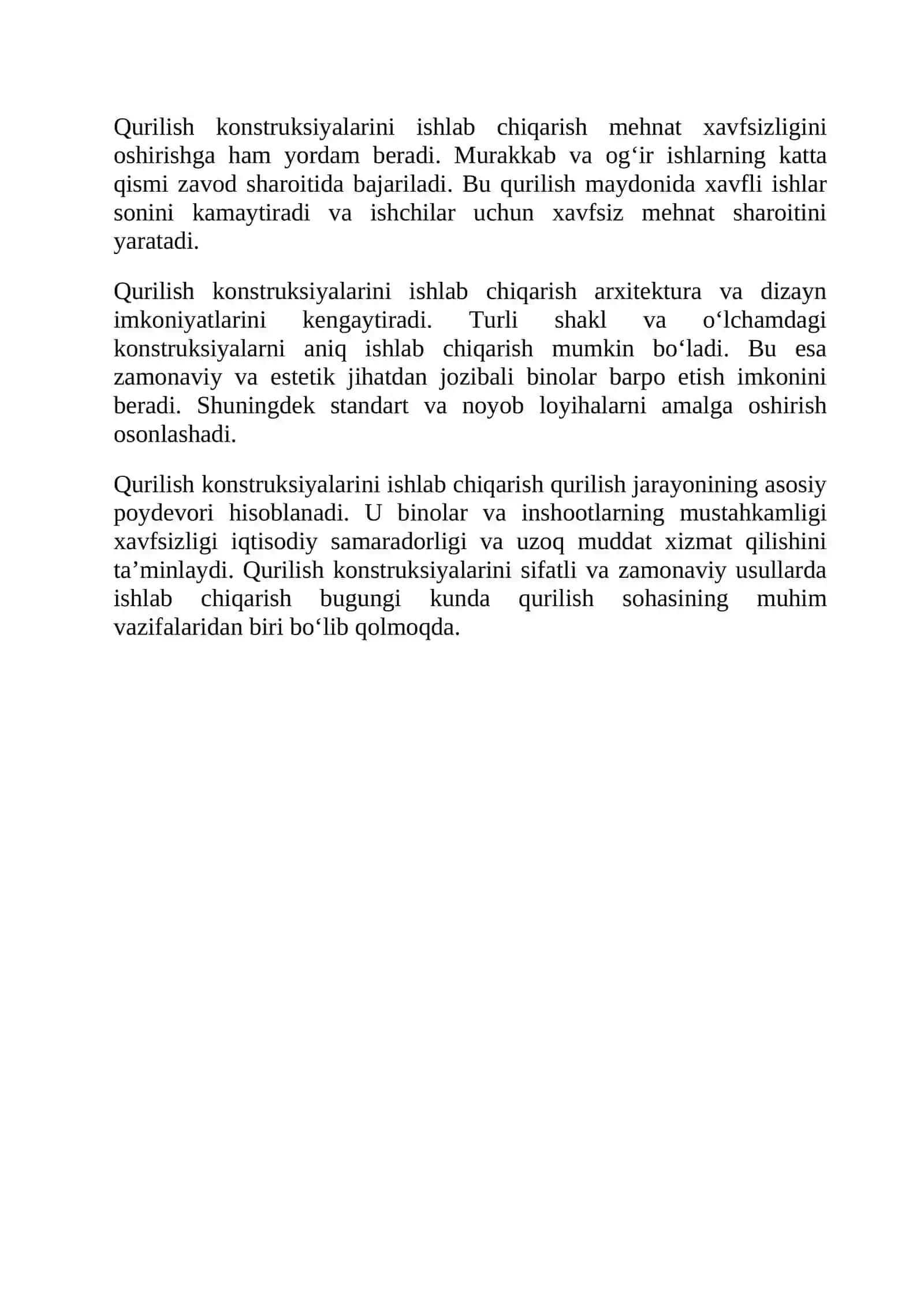 Qurilish kontsruksiyalarini ishlab chiqarishdagi o‘rni 3