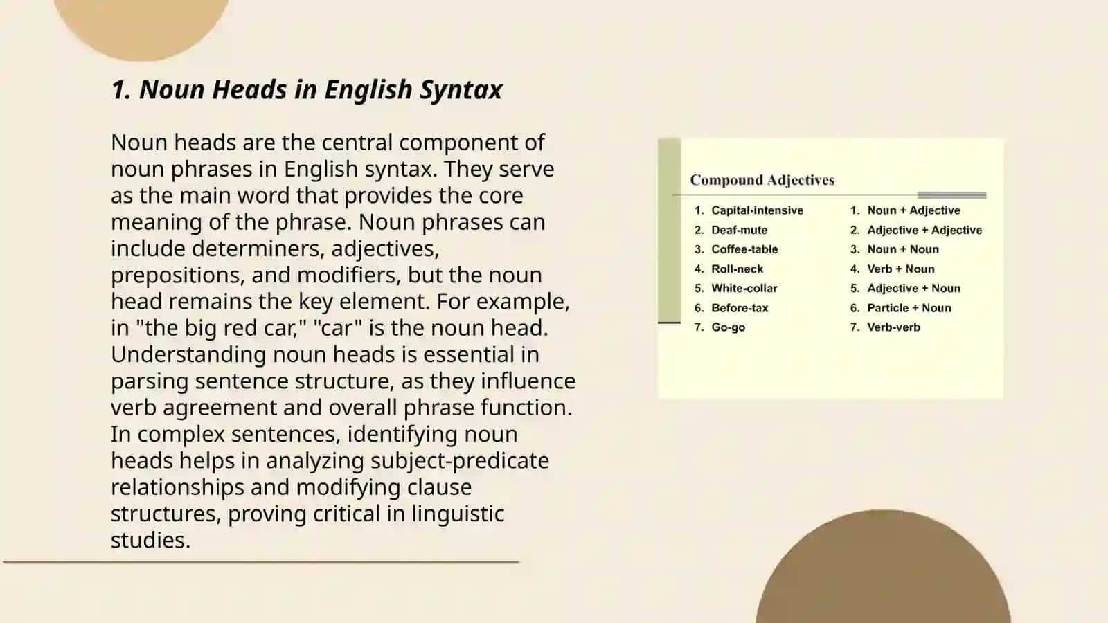 Noun Expansion: Heads, Dependents and Adjectives 3