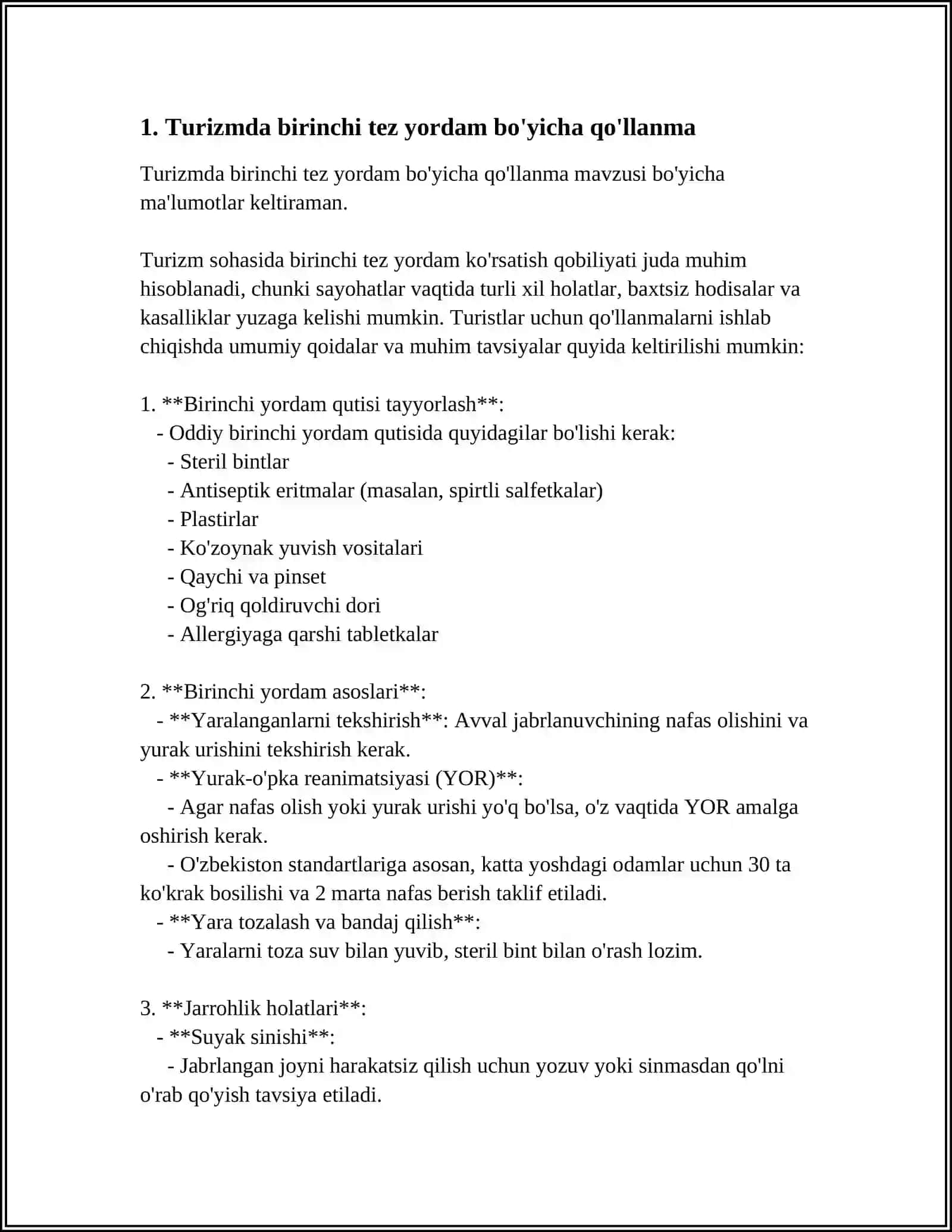 TURIZIM BIRINCHI TEZ YORDAM 3