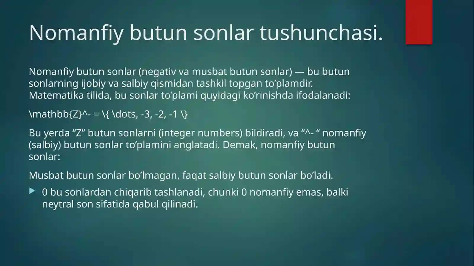 Nomanfiy butun sonlar ustida bajariladiganarifmetikamallar 3