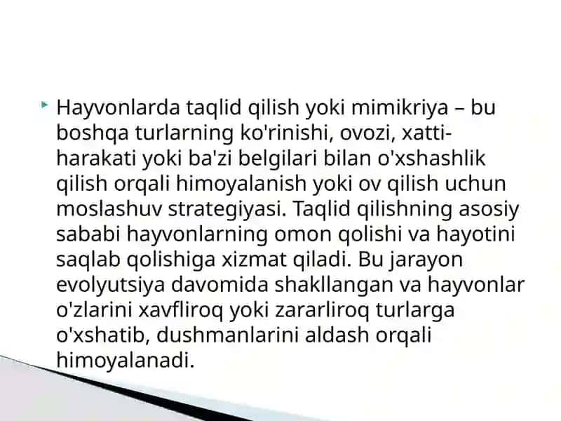 Hayvonlarda taqlid qilish 3