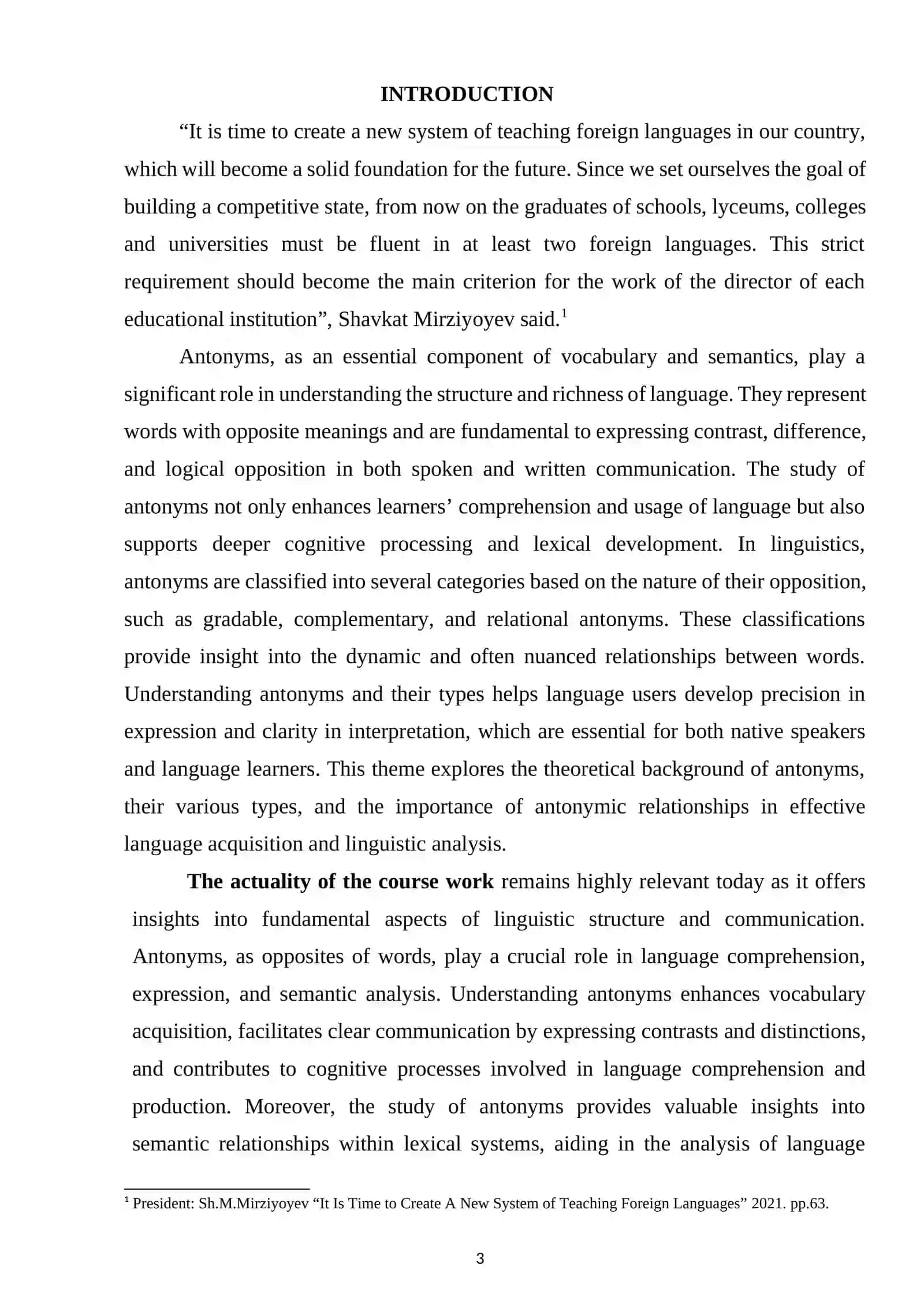 Antonyms in English and their semantic classification 3
