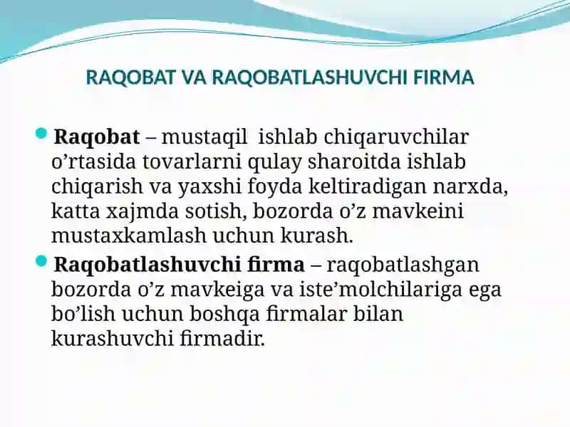 Raqobat va yakkahokimlik 3