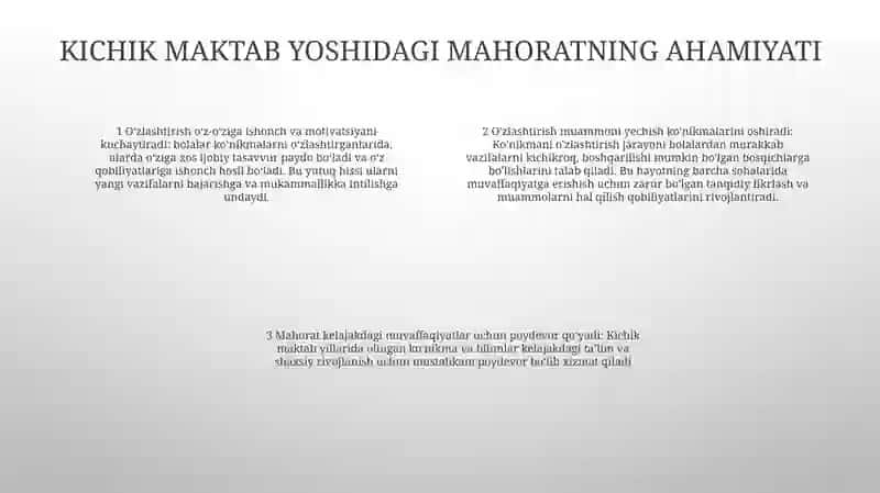 Kichik Maktab Yoshida OʻZlashtirish 3