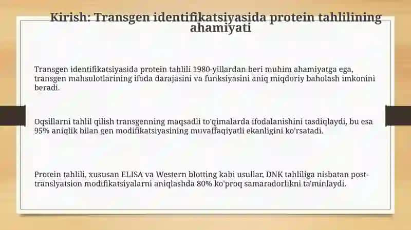 Transgen identifikatsiyasida protein tahlili 3