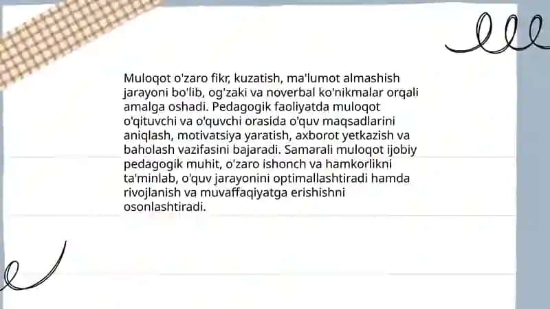 Muloqot haqida tushuncha. Pedogogik faoliyatda muloqat 3