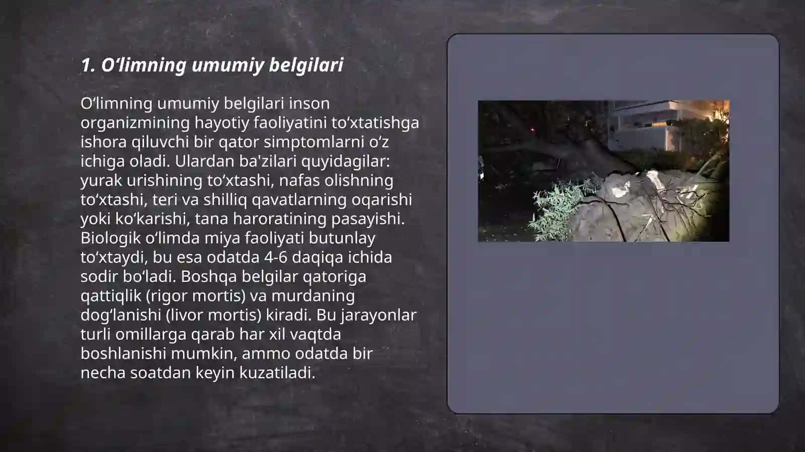 Oʻlimning erta va kechki alomatlari 3