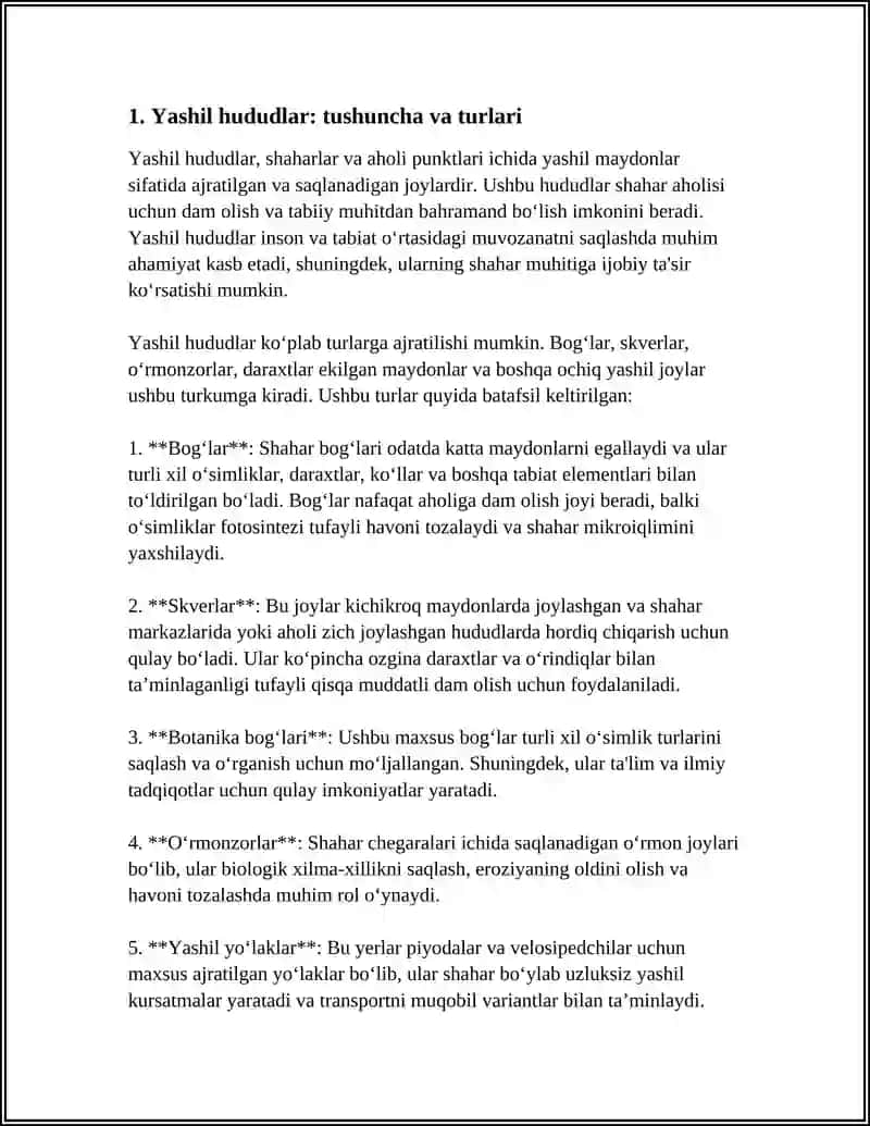 YASHIL HUDUDLAR VA ULARNING SHAXAR MUHITIDAGI ROʻLI 3