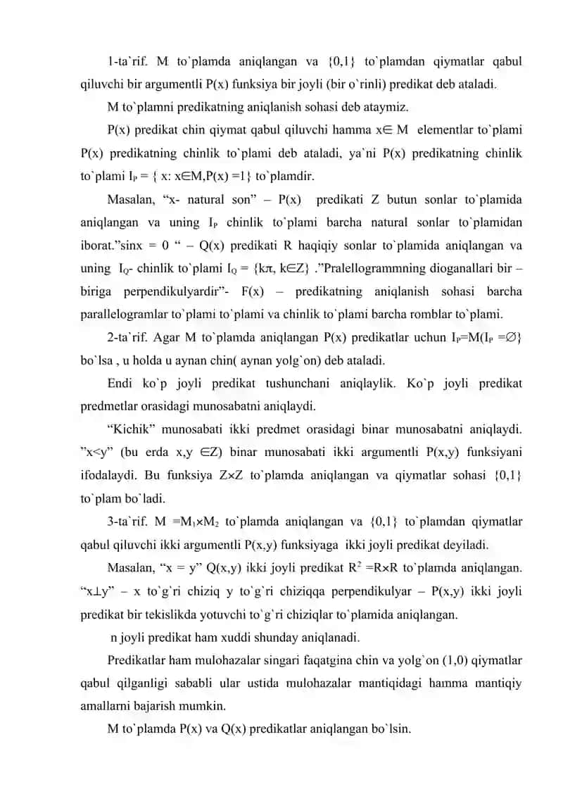 Predikatlar mantiqi 3
