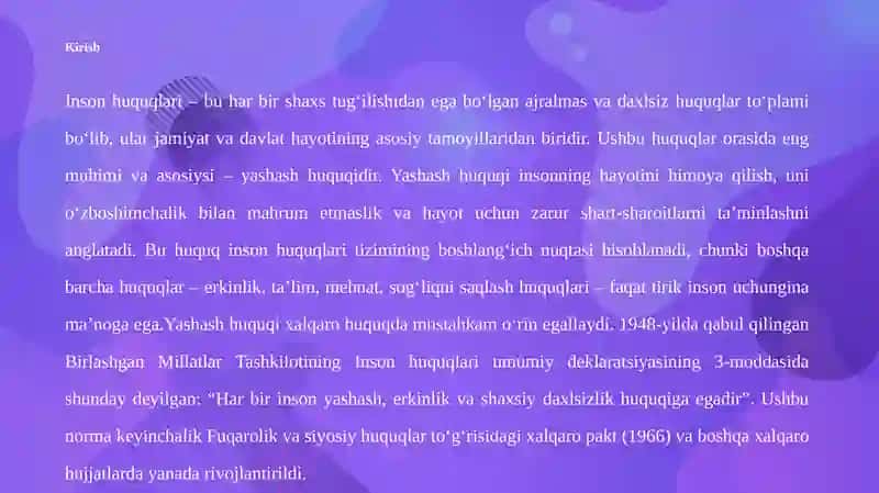 Insonning yashash huquqini amalga a'lash 3