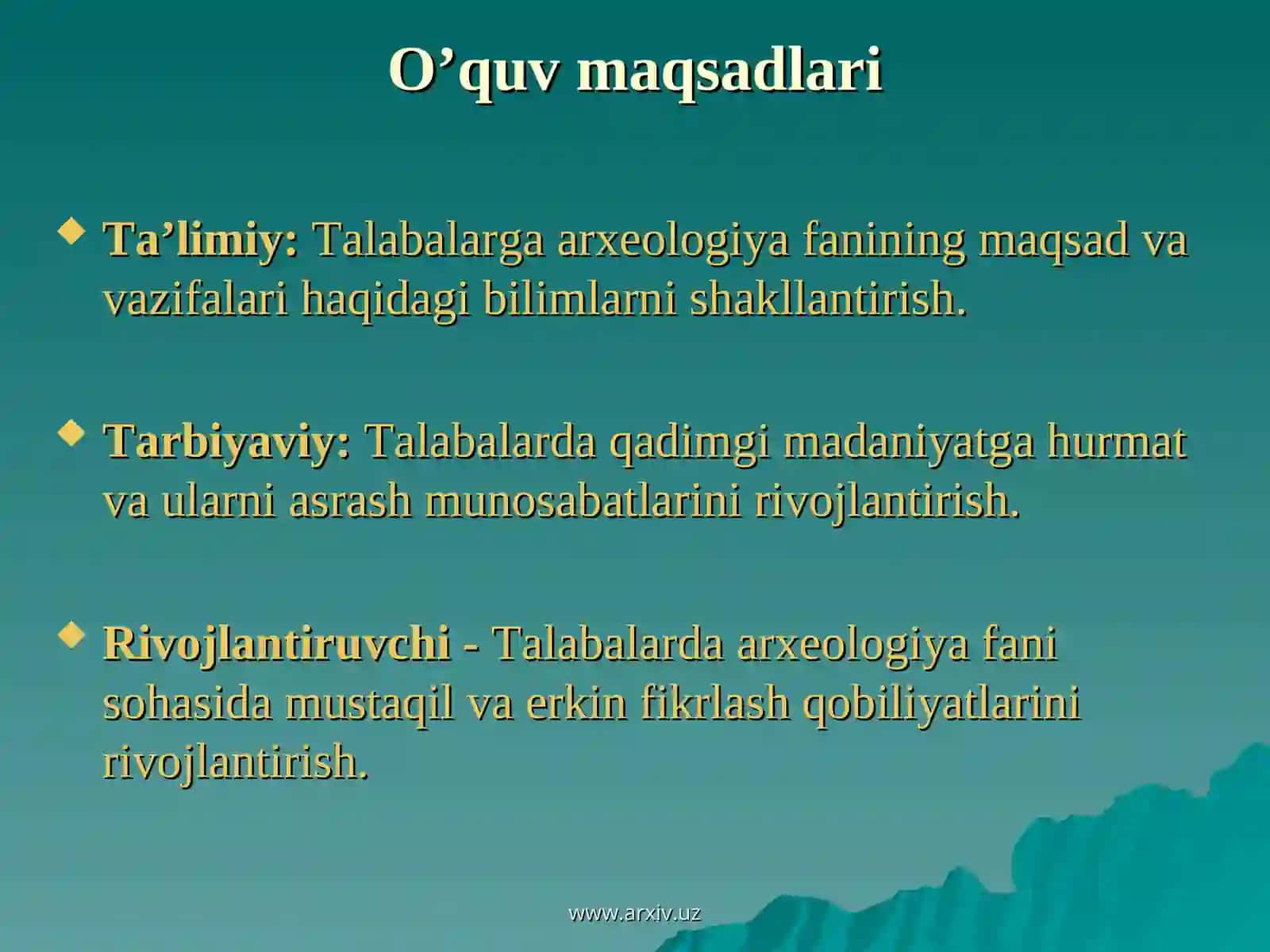 Arxeologiya asoslari faniga kirish 3