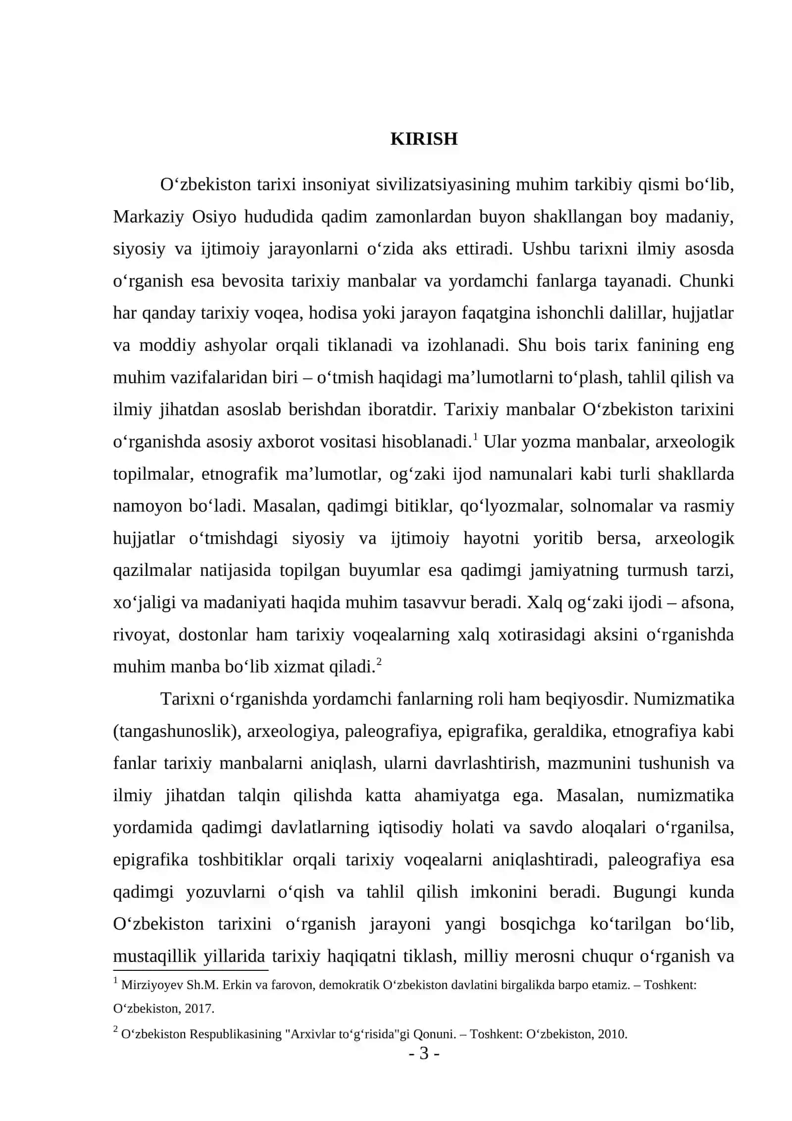 Oʻzbekiston tarixini oʻrganishda manbalar va yordamchi fanlar 3