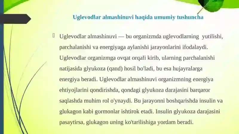 Uglevodlar almashinuvi 3