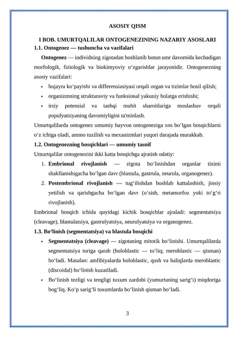Umurtqalilarda aʼzolar va tizimi ontofilogenezi 3