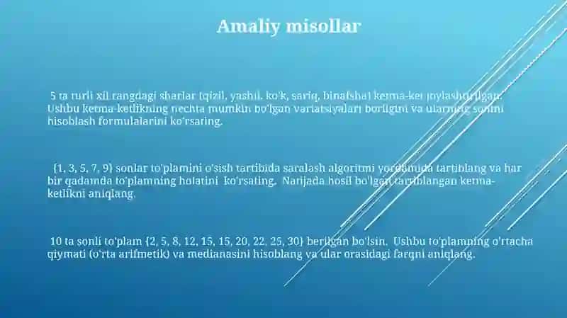 To'plamlar, Variatsion, Qatorlar 3