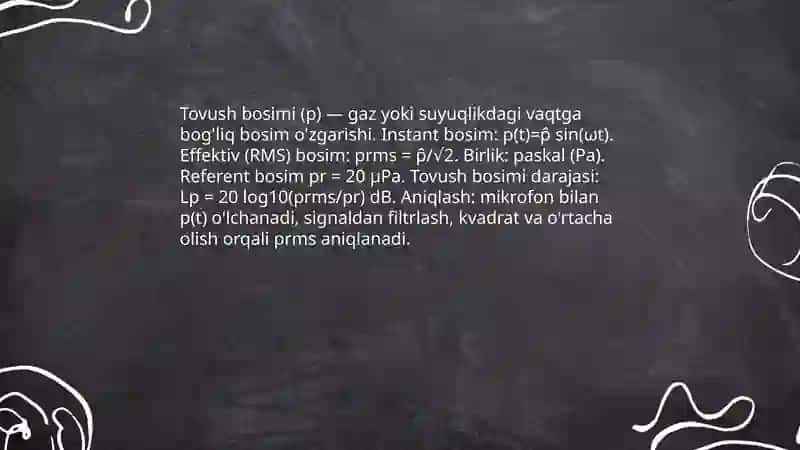 Tovush bosimi Akustik qarshilik 3