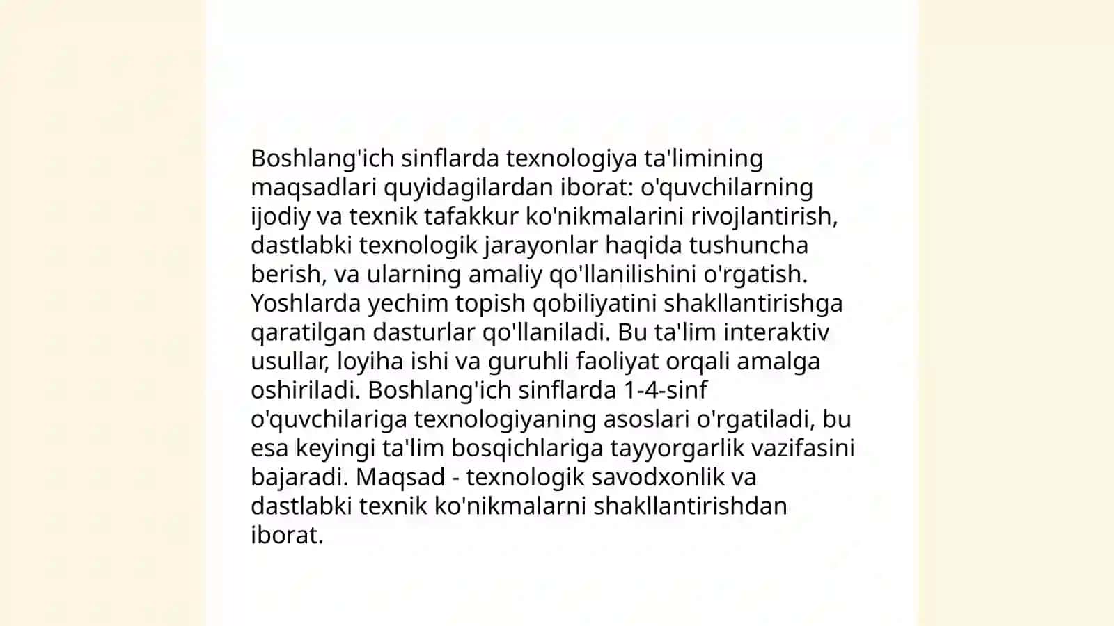 Boshlang'ich sinflarda texnologiya ta'limining mazmuni 3
