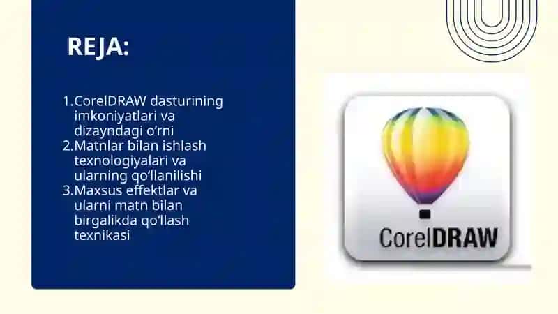 CORELDRАW DASTURIDA MAXSUS EFFEKT VA MATNLAR BILAN ISHLASH 3