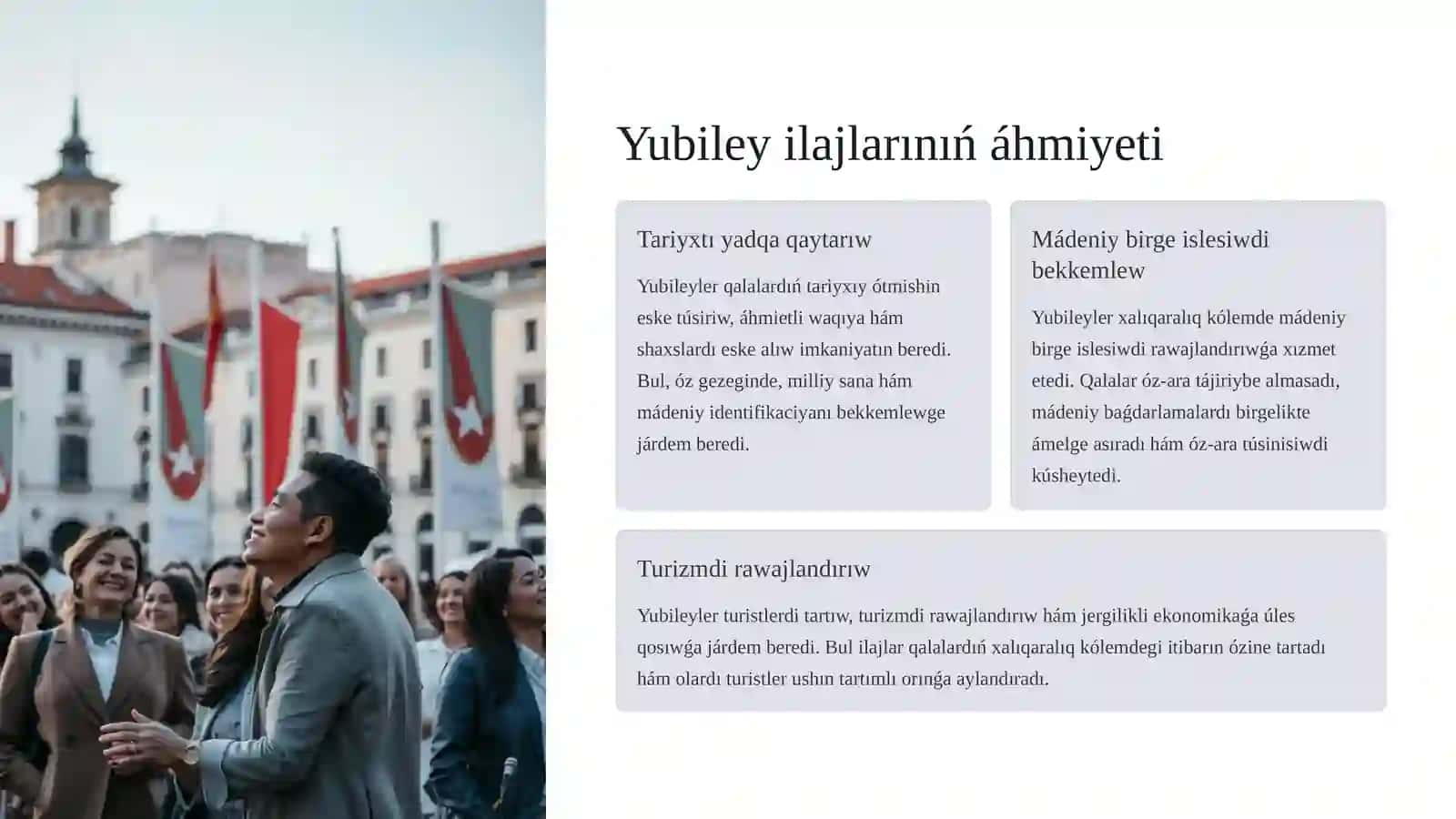 Tariyxıy qalalardıń yubileylerin Xalıq aralıq kólemde ótkeriw 3