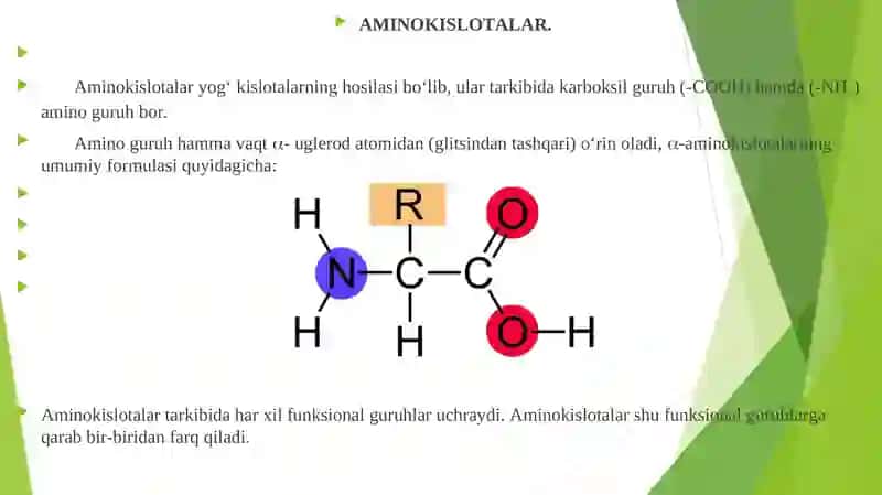 AMINOKISLOTALAR, ULARNING FIZIK-KIMYOVIY XOSSALARI. 3