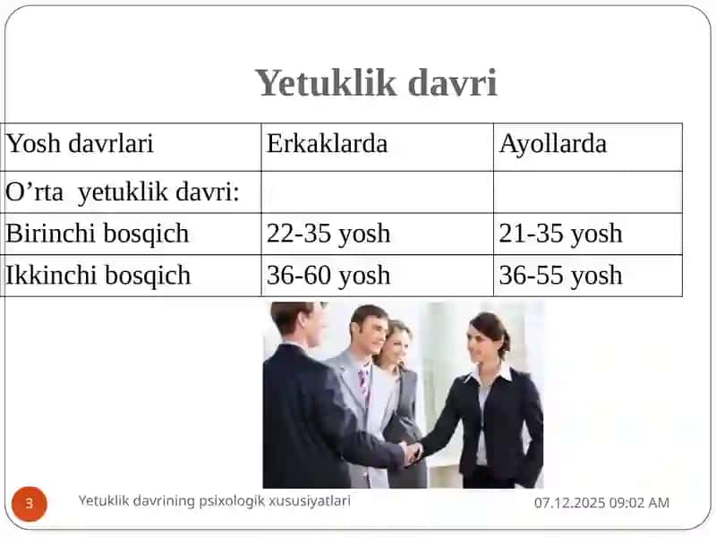 Yetuklik davri 3