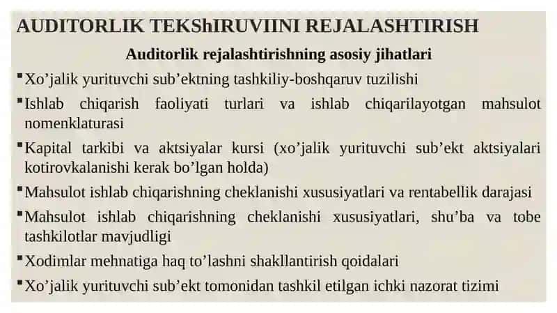 AUDITORLIK TEKSHIRUVINI REJALASHTIRISH 3