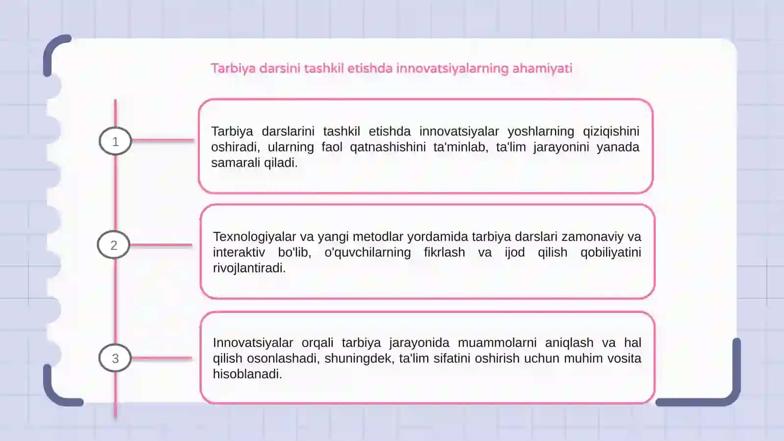 Tarbiya darsini tashkil etishda innovatsiyadan foydalanish 3