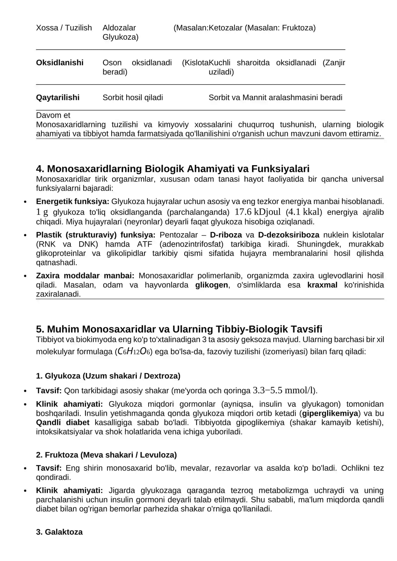 Monosaxaridlar tuzulishi va xossalari 3