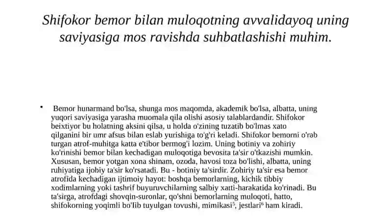 SHIFOKORNING BEMOR BILAN MULOQOT SAN'ATI 3