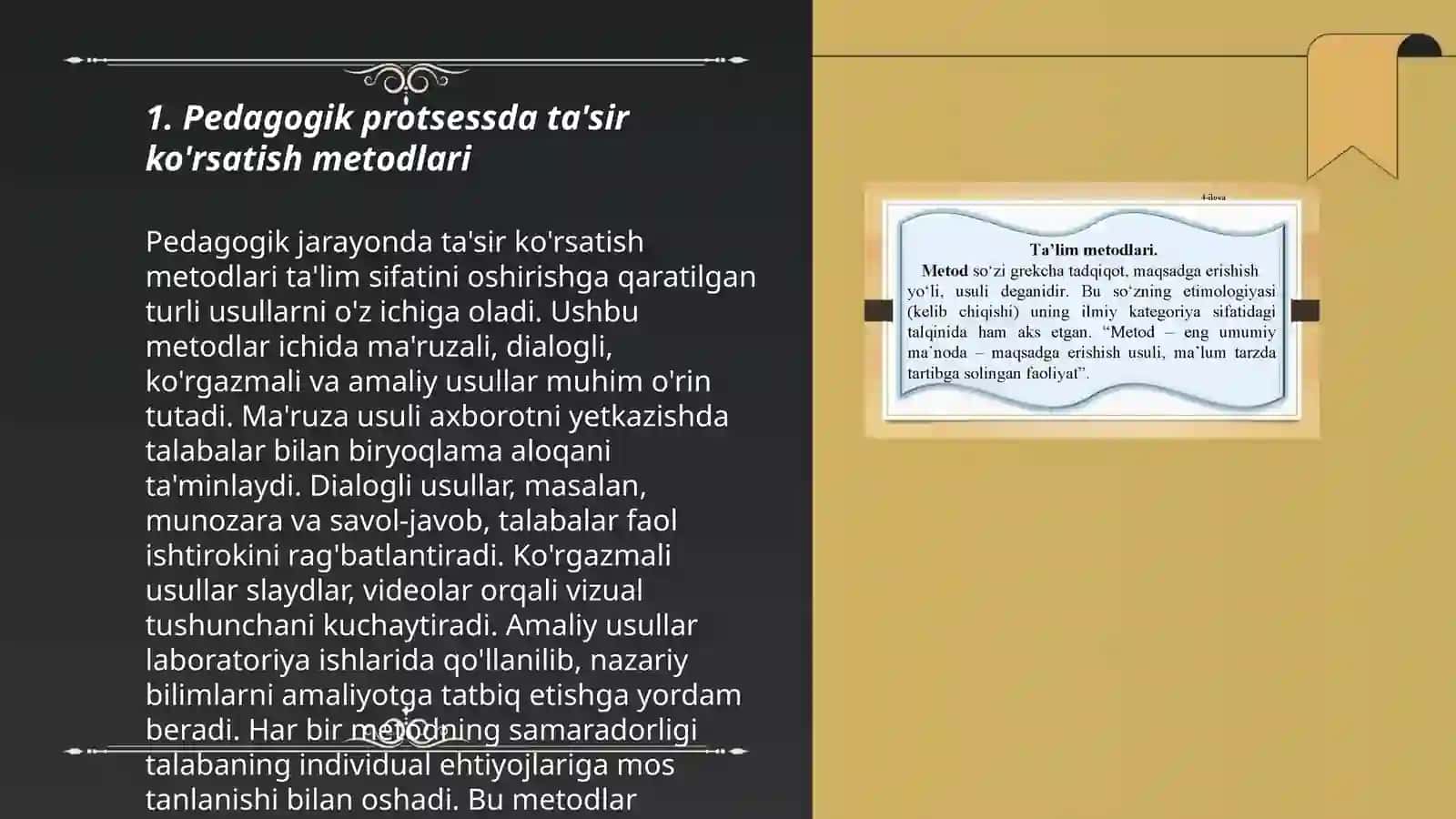 Pedagogik ta'sir kòrsatish metod va vositalari 3