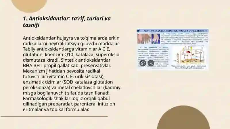 Antioksidantlar: taʼrif, turlari va tasnifi 3
